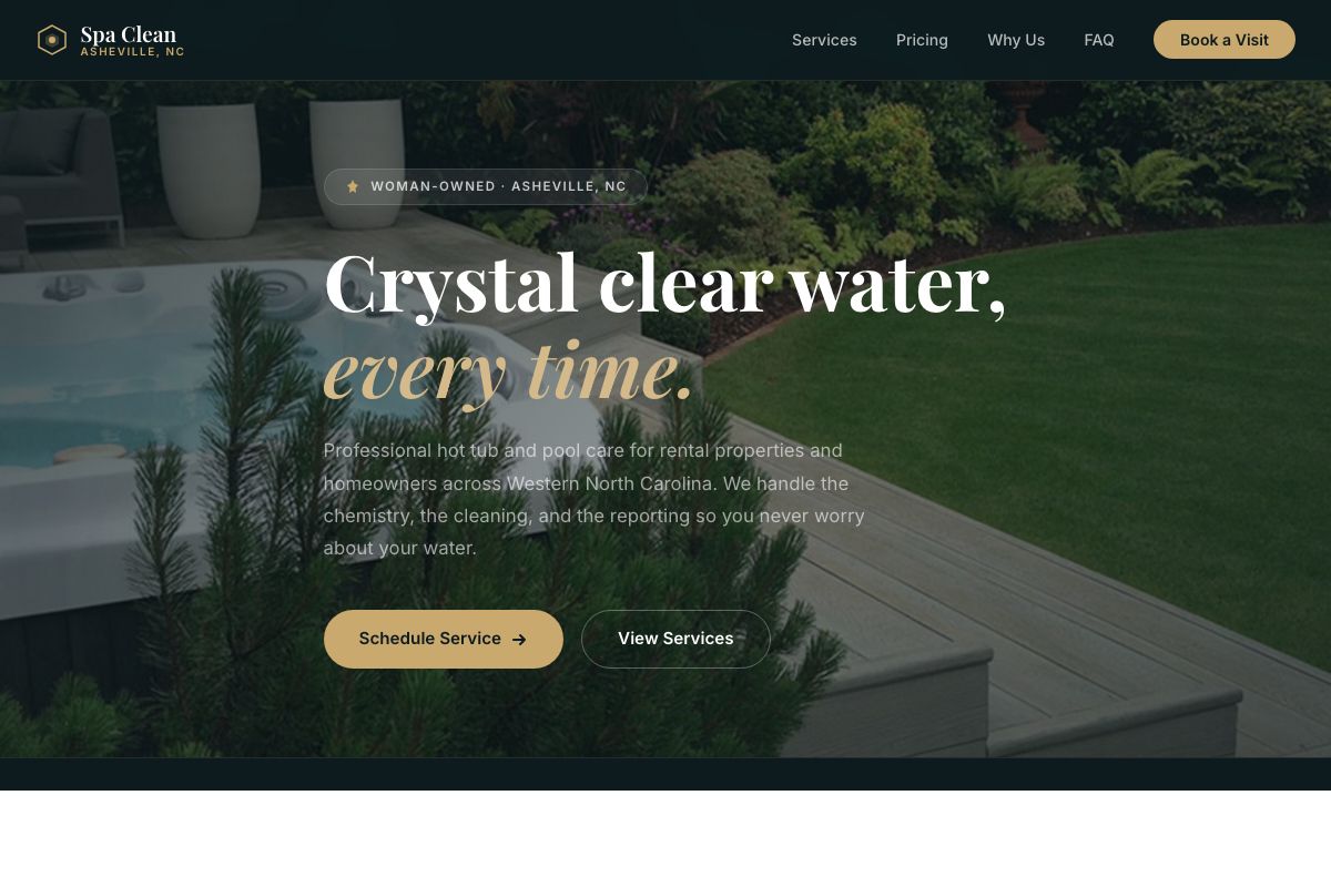 Spa Clean AVL website screenshot